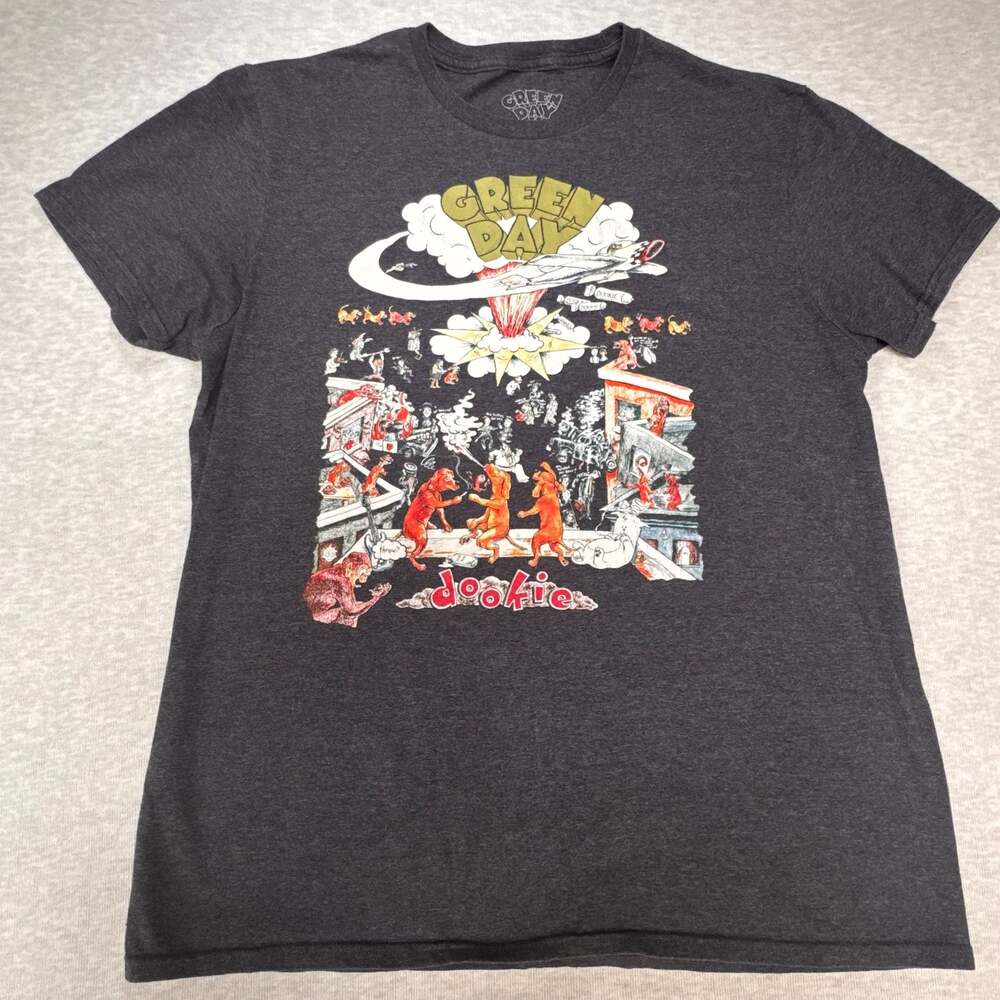 Green Day Dookie Album Cover Art Graphic T-Shirt Charcoal Black Band Tee